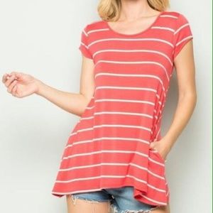 SOLD OUT!!!-SS Striped Swing Top w/ pockets